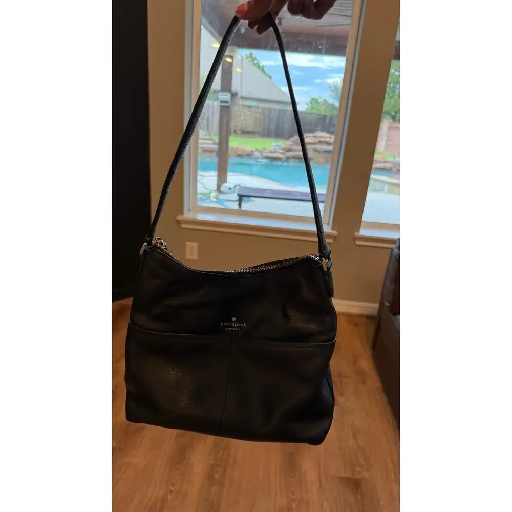 Kate Spade New York Black Leather Hobo Shoulder Bag